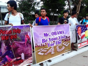 Demonstration at President Obama's speech in Rangoon