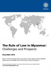 Myanmar IBAHRI report (December 2012) cover