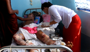 Monk Received Treatment after Crackdown on Letpadaung Protesters © ND-Burma