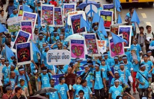 Peace Day March by the Irrawaddy 21 Sept 2013